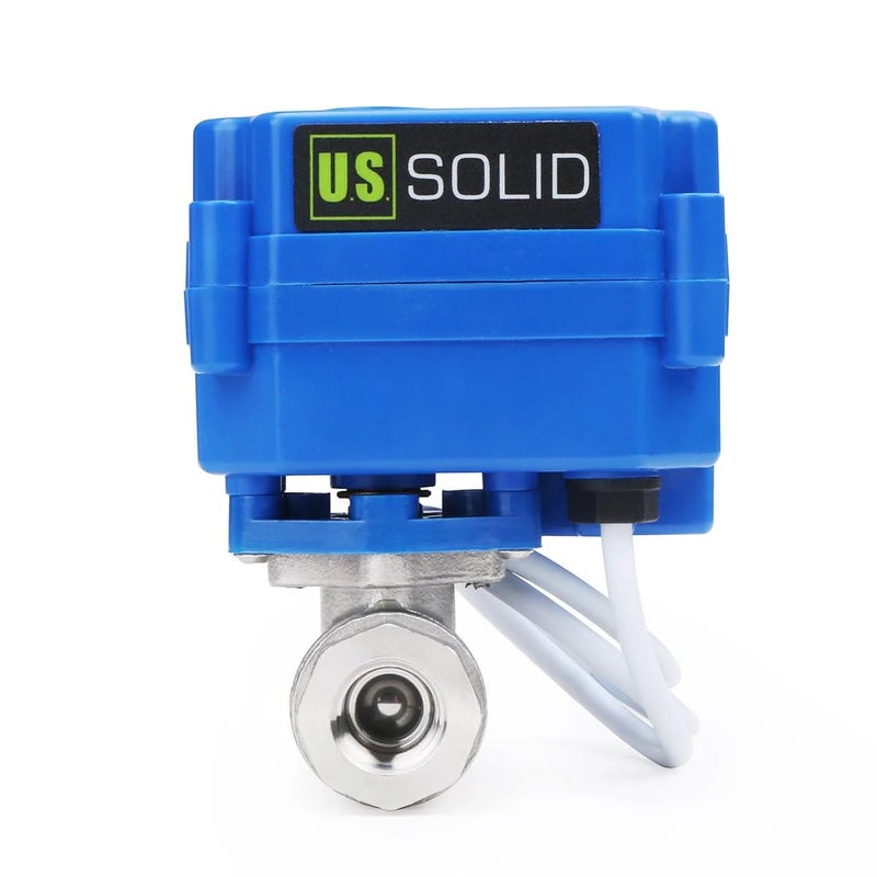U.S. Solid Motorized Ball Valve- 1/4" Stainless Steel Ball Valve with Full Port, 9-24V AC/DC and 2 Wire Auto Return Setup - Image 1